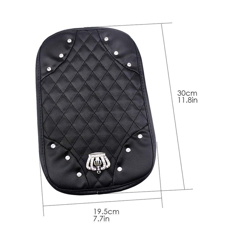 ToBeQueen Diamond Center Console Cover Bling Arm Rest Cover for Car Armrest Cover Women 7.5" x 11",Black - Image 2